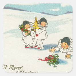 Adesivo Quadrado Feriado engraçado para natais vintages