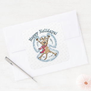 Adesivo Quadrado Feriado Feriado de Natal Bonito para Neve Angel Do