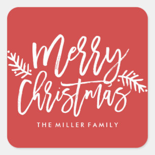 Adesivo Quadrado Feriado indicado por letras da mão chique do Feli