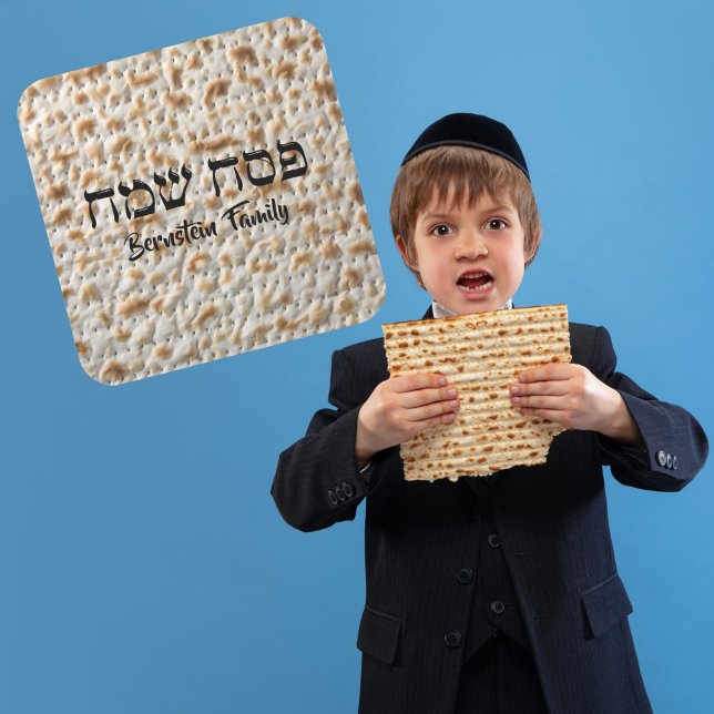 Adesivo Quadrado Feriado Judaico Feriado em Cute Matzah Passover (Criador carregado)
