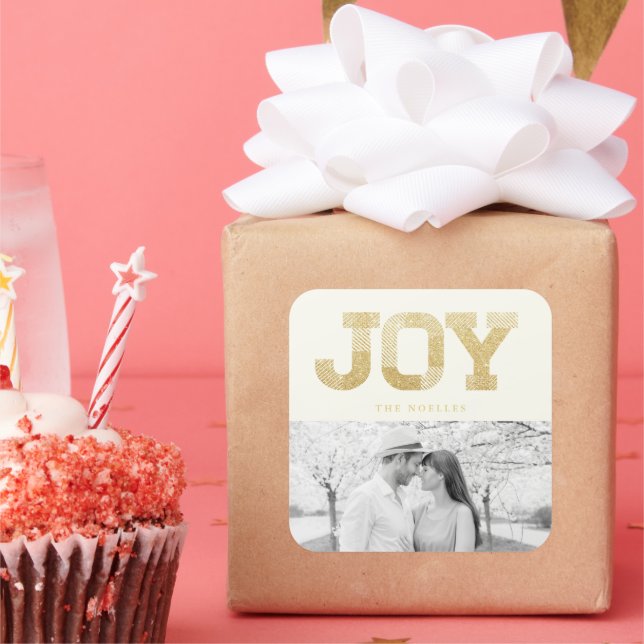 Adesivo Quadrado Feriado Moderno da Alegação Glitter Dourada do Blo (Festa)