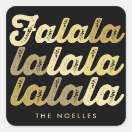 Adesivo Quadrado Feriado Moderno do Script Falalala Dourado do Ombr