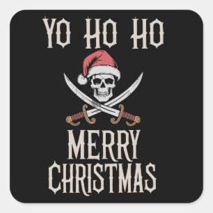 Adesivo Quadrado Feriado Pirata Yo Ho Ho Natal Papai Noel Embarcand