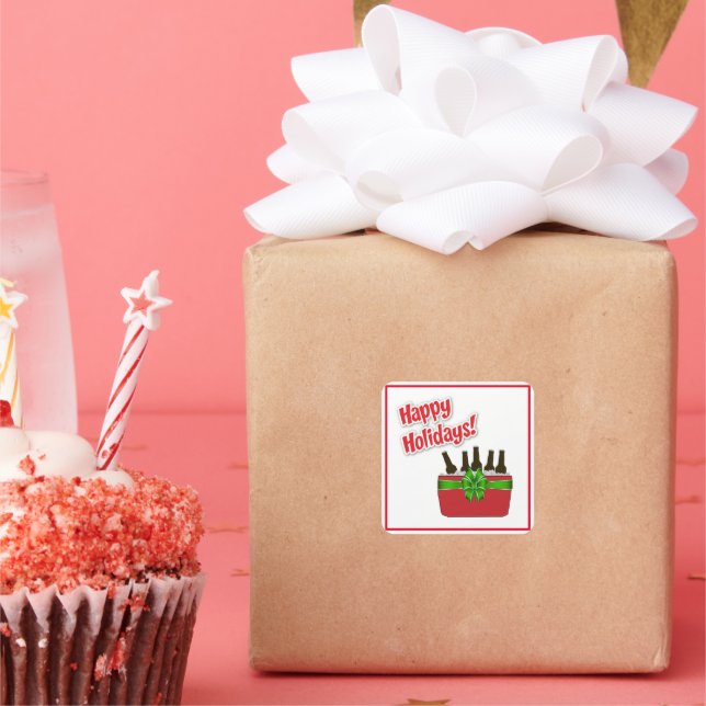 Adesivo Quadrado Feriados Felizes Da Cerveja Do Gato De Gelo (Festa)