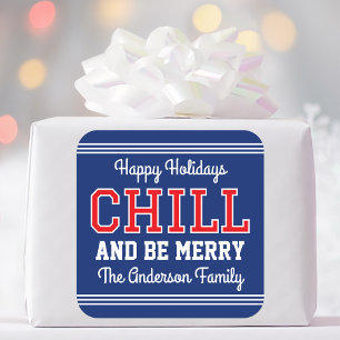 Adesivo Quadrado Feriados Felizes Nome da família Diversão Retro Ma