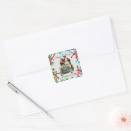 Adesivo Quadrado Feriados Felizes Personalizados - Rustic Vintage E