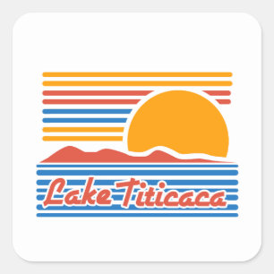 Adesivo Quadrado Férias da Família Design do Lago Titicaca Vintage