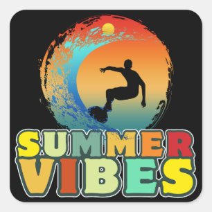 Adesivo Quadrado férias de verão praia surf surfe