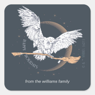 Adesivo Quadrado Férias Felizes Entrega da Hedwig   Personalizado