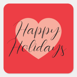 Adesivo Quadrado Férias Felizes Natal Feliz Tempo de Férias Coração