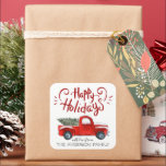 Adesivo Quadrado Férias Felizes | Vintage Red Truck Christmas<br><div class="desc">Mantenha um toque final na sua correspondência. Até o carteiro fará um sorriso quando espiar as doces focas que enfeitam o seu envelope do cartão de férias. Crie belos selos de envelope personalizados para adicionar um toque especial a todos os seus artigos de papelaria. Adicione seu texto personalizado a este...</div>
