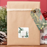 Adesivo Quadrado férias natal verde alegre natal<br><div class="desc">Nossa coleção de férias de verde de inverno apresenta folhagem com bagas vermelhas, nariz vermelho do rudolph e cardeal em diferentes opções e layouts combinados com fonte serifada e script para suas informações. Todos os itens são fáceis de personalizar e representam uma coleção de férias elegante. Verifique nossa loja para...</div>