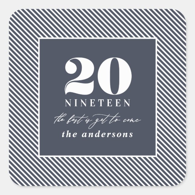 Adesivo Quadrado Férias tipográficas modernas do ano novo (Frente)