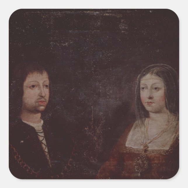 Adesivo Quadrado Fernando II de Aragão e Isabella I de Castela (Frente)