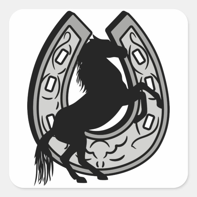 Adesivo Quadrado Ferradura e Cavalo (Frente)