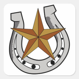 Adesivo Quadrado Ferradura e Estrela