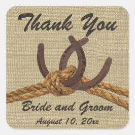 Adesivo Quadrado Ferraduras e Cordas Amarrem o Nó