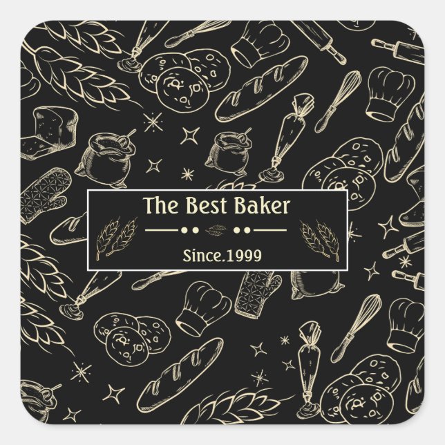 Adesivo Quadrado ferramentas para panificação e panificação de cozi (Frente)