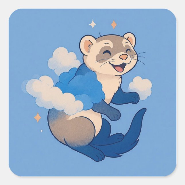 Adesivo Quadrado Ferret (Frente)