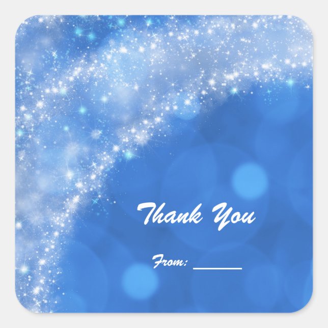 Adesivo Quadrado Festa Blue & White Sparkle Cinderella para qualque (Frente)