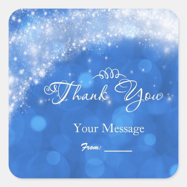 Adesivo Quadrado Festa Blue & White Sparkle Cinderella para Qualque (Frente)