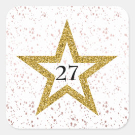 Adesivo Quadrado Festa Branca Dourada Rosa Especial do Número de Co