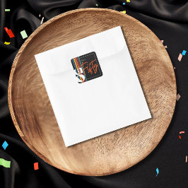 Adesivo Quadrado Festa Chic de 50 Anos Colorida com Listras Retrô