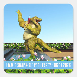 Adesivo Quadrado Festa da Piscina do Crocodilo Snap & Sip de Liam