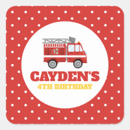 Adesivo Quadrado Festa de aniversário Bombeiro