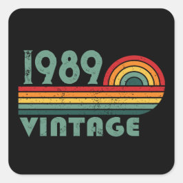 Adesivo Quadrado Festa de aniversário de 35ª safra personalizada