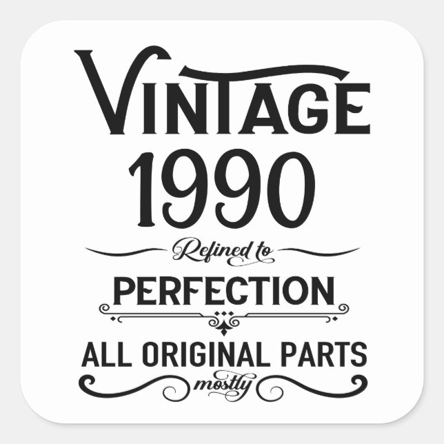 Adesivo Quadrado Festa de aniversário de 35ª safra personalizada (Frente)