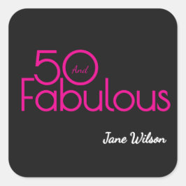 Adesivo Quadrado Festa de Aniversário de 50 Anos Moderna e Ousada