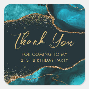 Adesivo Quadrado Festa de aniversário de agitação Dourada do lacre