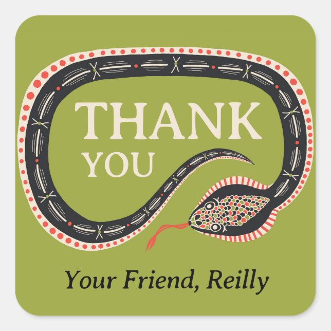 Adesivo Quadrado Festa de aniversário de Cobra de tirante (Frente)