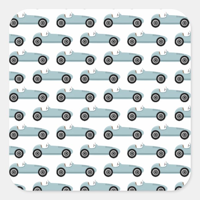 Adesivo Quadrado Festa de aniversário de Corrida Azul do Carro (Frente)