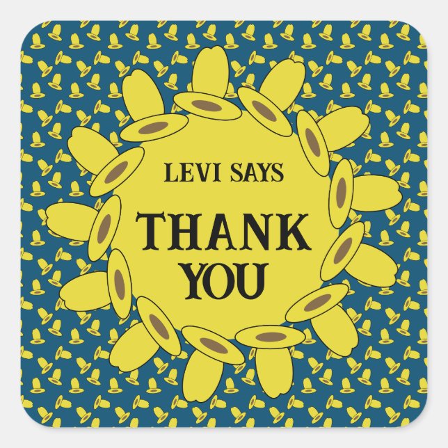 Adesivo Quadrado Festa de aniversário de cowboy (Frente)