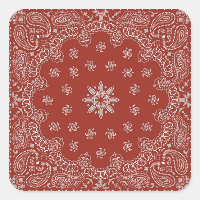 Adesivo Quadrado Festa de aniversário de cowboy Red Bandana (Frente)