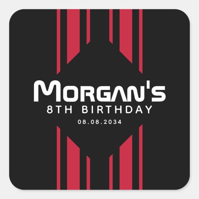 Adesivo Quadrado Festa de aniversário de faixa do carro preto verme (Frente)