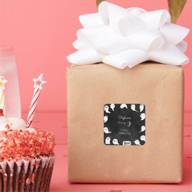 Adesivo Quadrado Festa de aniversário de garotas assustadoras e fof (Festa)