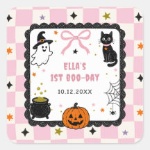Festa de Aniversário de Halloween em Xadrez Rosa