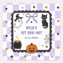 Festa de Aniversário de Halloween em Xadrez Roxo