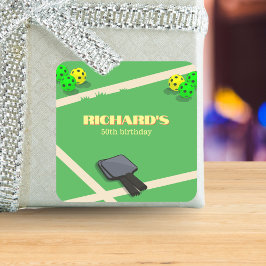 Adesivo Quadrado Festa de aniversário De Jantar Esportiva Com Picad