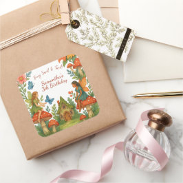 Adesivo Quadrado Festa de aniversário de Jardim Láteo Selvagem -