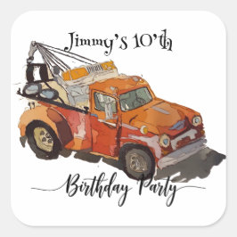 Adesivo Quadrado Festa de aniversário de meninos com destroços