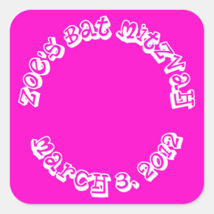 Adesivo Quadrado Festa de aniversário de Mitzvah do bastão das