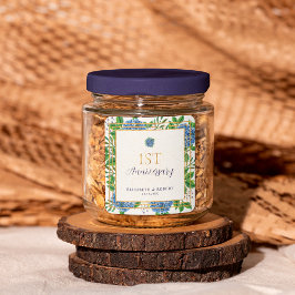 Adesivo Quadrado Festa de Aniversário de Papel de 1rua de Hydrangea