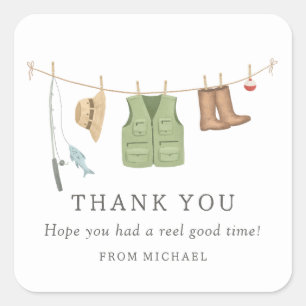 Adesivo Quadrado Festa de aniversário de pesca