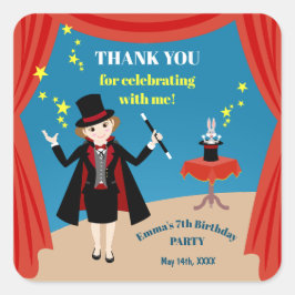 Adesivo Quadrado Festa de Aniversário do Mago