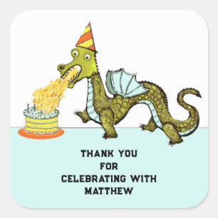 Adesivo Quadrado Festa de aniversário do menino Obrigado