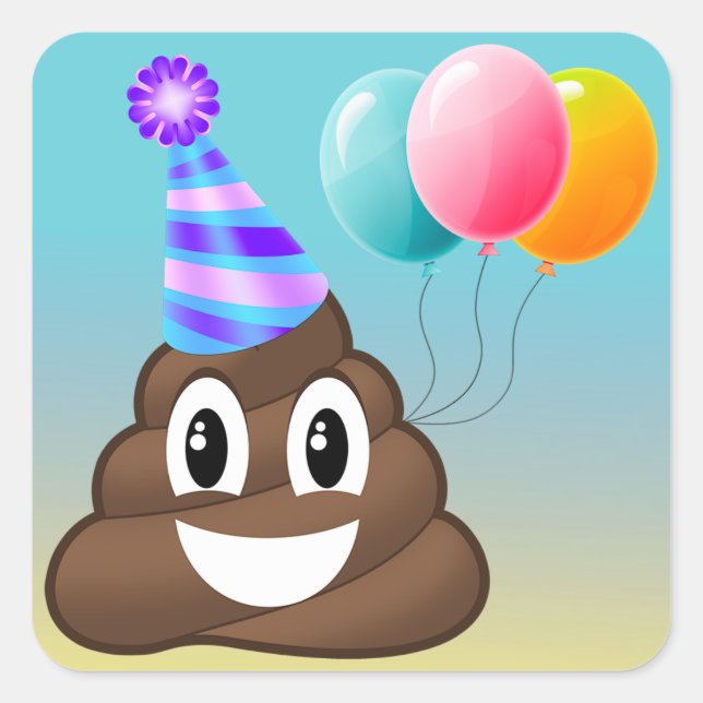 Adesivo Quadrado Festa de aniversário Emoji Ombre Stickers (Frente)